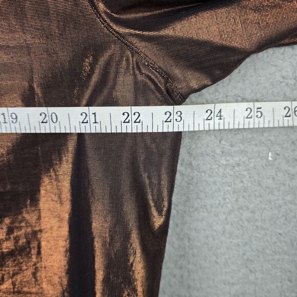 Ruby Rd Blouse Shirt Womens 18 Brown Metallic Button Up Roll Tab Sleeve Pockets - Picture 8 of 14